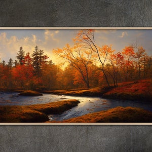 Samsung Frame TV art, Thanksgiving Fall Landscape Painting Samsung Frame TV Art Home and Wall Décor Digital Download