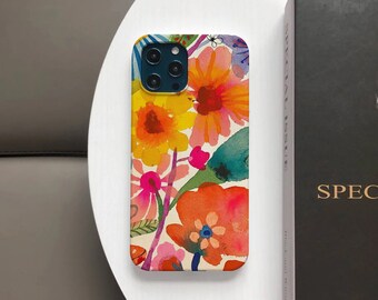 Coque de portable fleur style peinture à l'huile pour iPhone 15 14 13 12 11, coque Pro Max, jolie coque pour iPhone 14 13 Plus