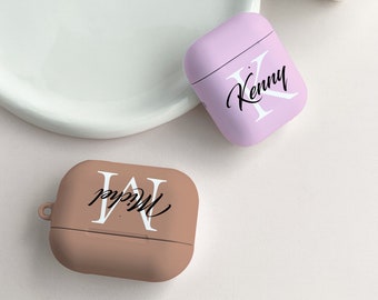 Funda personalizada para Airpods con nombre personalizado, combinación gratuita de colores y llaveros, funda personalizada para Airpods, regalo de idea perfecta