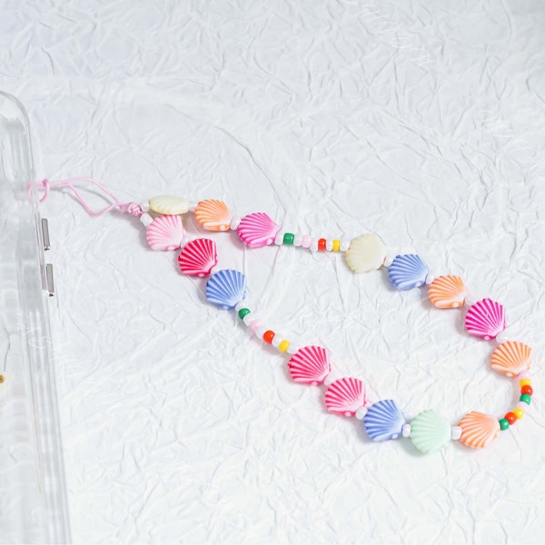 Handmade Colorful Seashells Phone Chain, Summer Must-Haves Cute Charm For Phone Key Bag, y2k Aesthetic Lanyard