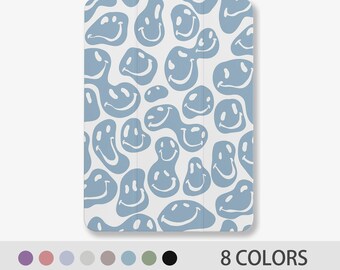 Smiley Face Cover Case pour iPad Air 2 3 4 iPad mini 6 5 4 3 iPad Pro iPad 2021 2020 Case, iPad Case 9.7" 10.2" 10.5" 11 pouces, avec fente pour stylo