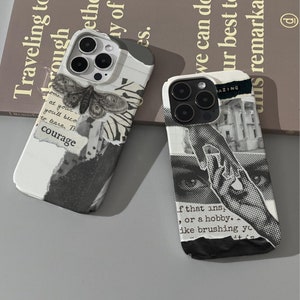 Personalized Black And White Newspaper iPhone Case, Vintage Clip Art iPhone Case, iPhone 11 12 13 14 15 Pro Max Case, iPhone XR XS Max Case
