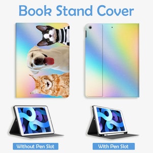 Personalice la funda para iPad para mascotas con portalápices, retrato de mascota para fotos, iPad Air 2 3 4 iPad 10.9 9.7 10.2 10.9 Pro 11 12.9 mini 6 Funda imagen 6