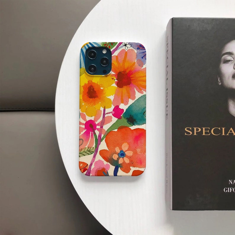 Oil Painting Style Flower Phone Case for iPhone 15 14 13 12 11 Pro Max Case, Cute iPhone 14 13 Plus Case Cover image 1