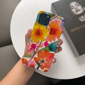 Oil Painting Style Flower Phone Case for iPhone 15 14 13 12 11 Pro Max Case, Cute iPhone 14 13 Plus Case Cover image 2