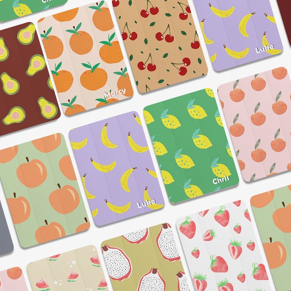 Nombre personalizado Cute Fruit iPad Case para iPad 10.2 10.9" 11 pulgadas iPad Air 3 4 5, Lemon Banana iPad mini 6 5 iPad Pro 12.9 2022 2021 Cubierta