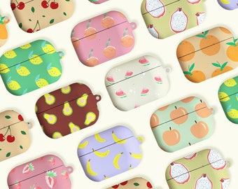 Caja personalizada de AirPods de frutas lindas multicolores, caja de AirPods de llavero personalizado, caja de AirPods 1 2 3, caja de AirPods Pro, idea de regalo