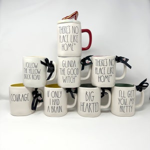 Rae Dunn Wizard of Oz LL Double Sided Mugs, Wicked Witch, Glinda the Good Witch, The Tin Man, Scare Crow, Dorothy Gale, Storybooks