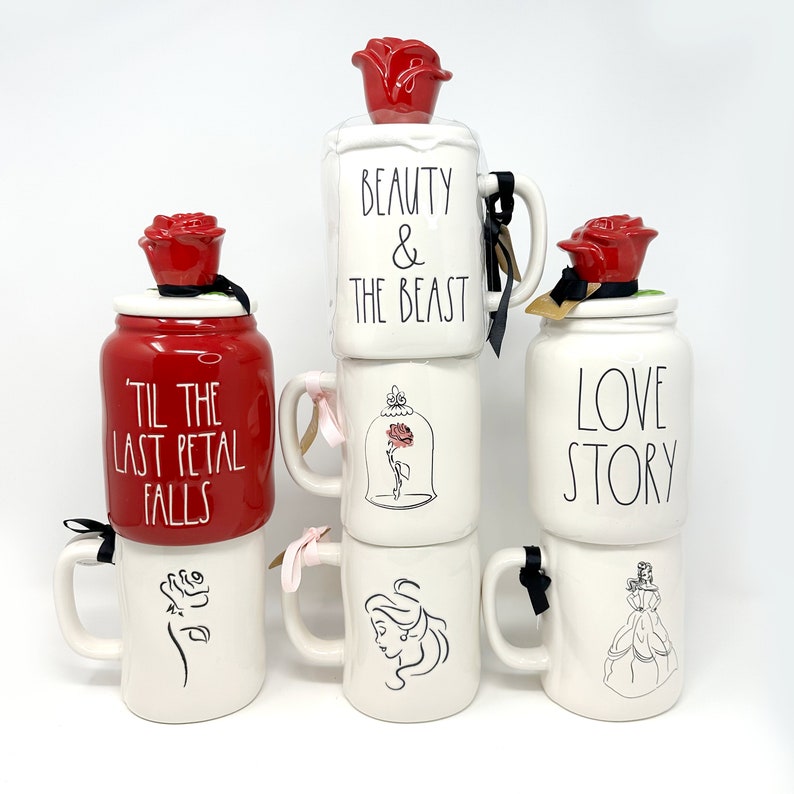 Rae Dunn Disney Princess Beauty and the Beast Double Sided Mugs