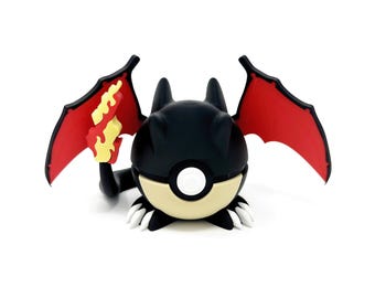Shiny Charizard #0006 Themed Pokeball, 3D Printed, Pokemon Collectable