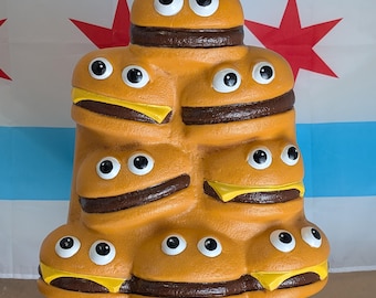 Splendida sedia vintage a forma di cheeseburger di McDonald's.