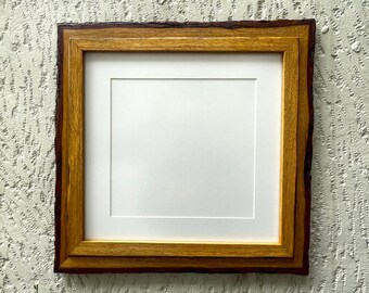 Live Edge Frame, Handmade Wooden Picture Frame, Oak Frame, Rustic Frame, Photo Frame, Premium Quality Oak Frame with White Matboard