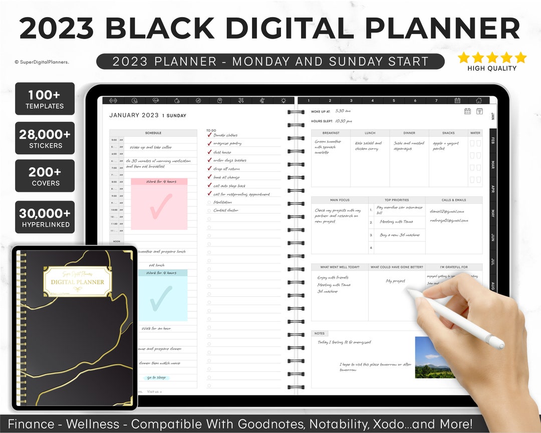 DIGITAL DARK MODE Planner Bundle, Goodnotes Notability Planner, iPad ...