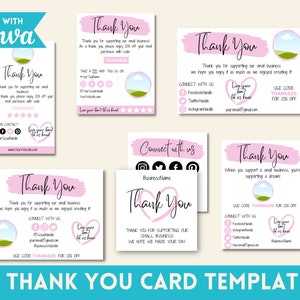 Thank You For Order Packaging Insert, Editable Canva Templates,  6 Template Bundle, Printable Small Business Inserts, Thank You Card Pack.