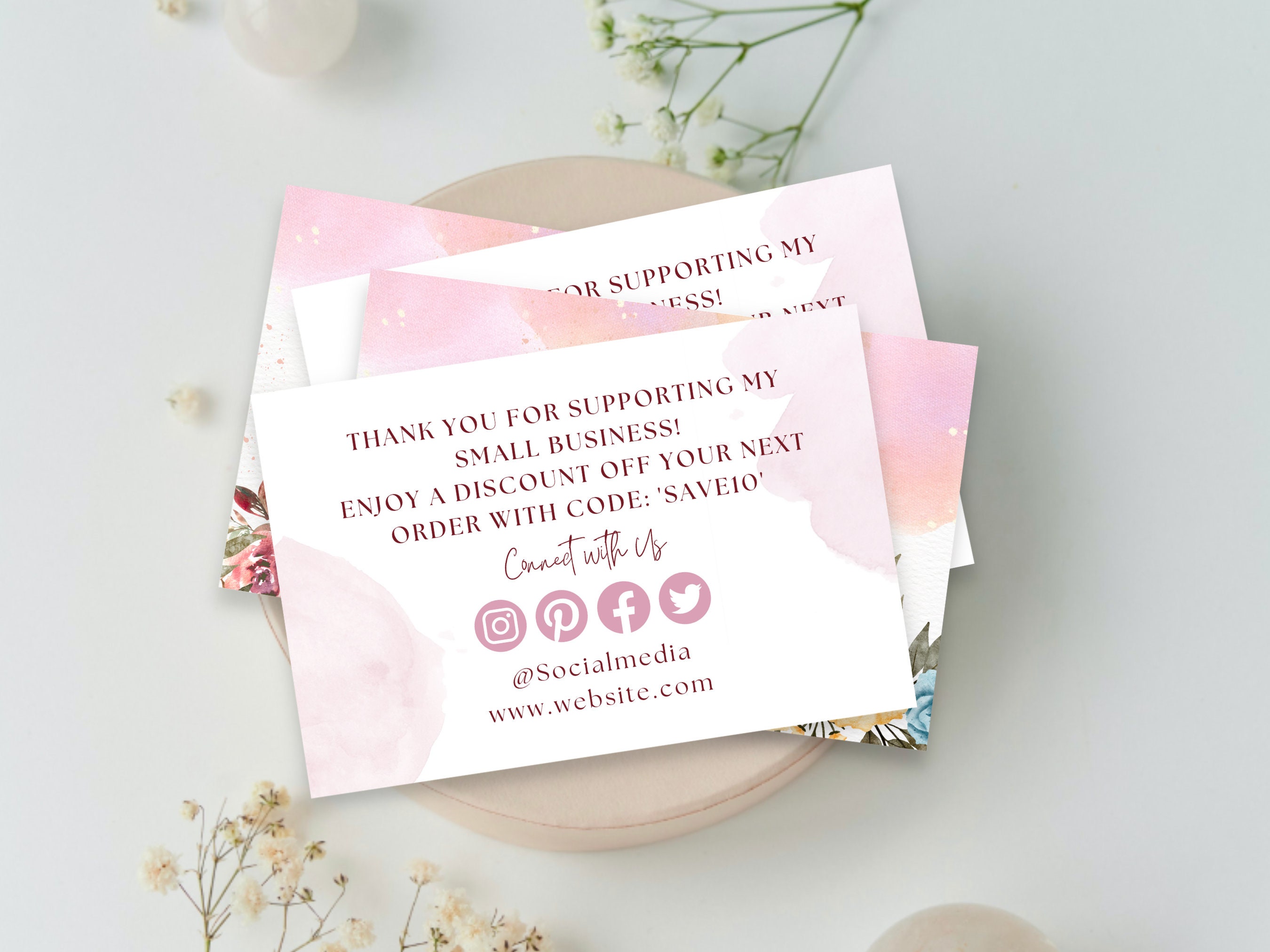 Editable Business Thank You Note Template, Customer Printable Card ...