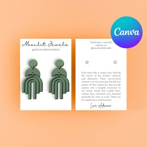 Cartão de exibição de joias editável, modelo de cartão de exibição de brincos para impressão, etiquetas de brincos, embalagem de brincos, cartão de exibição de joias personalizado