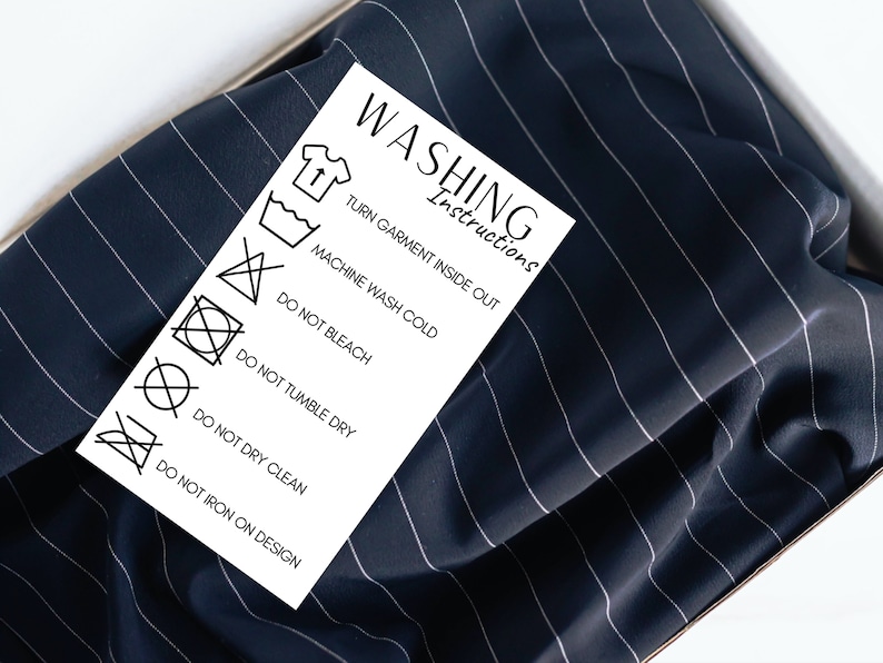Printable Washing Instructions for Clothing, Shirt Care Card Wash Tag, Ready to Print Apparel