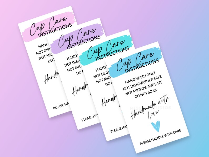 Cup Care Instruction Card, Printable READY TO PRINT Tumbler Washing ...