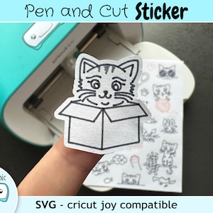 Cricut Joy hoja de pegatinas Cricut pegatina SVG - pegatina de gato lindo / pegatina de gatito / pegatina de gato divertido / pegatina de mamá gato / pegatina de gato gruñón