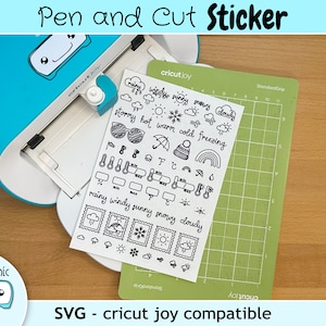 Feuille d'autocollants Cricut Joy Sticker Cricut SVG - Sticker météo | Sticker pour agenda | Sticker scrapbooking | Sticker calendrier | Autocollant de suivi