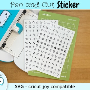 Cricut Joy stickervel Cricut sticker SVG - kalendersticker | Plannersticker | Sticker met symbolen | Bullet Journal-sticker | Ronde sticker