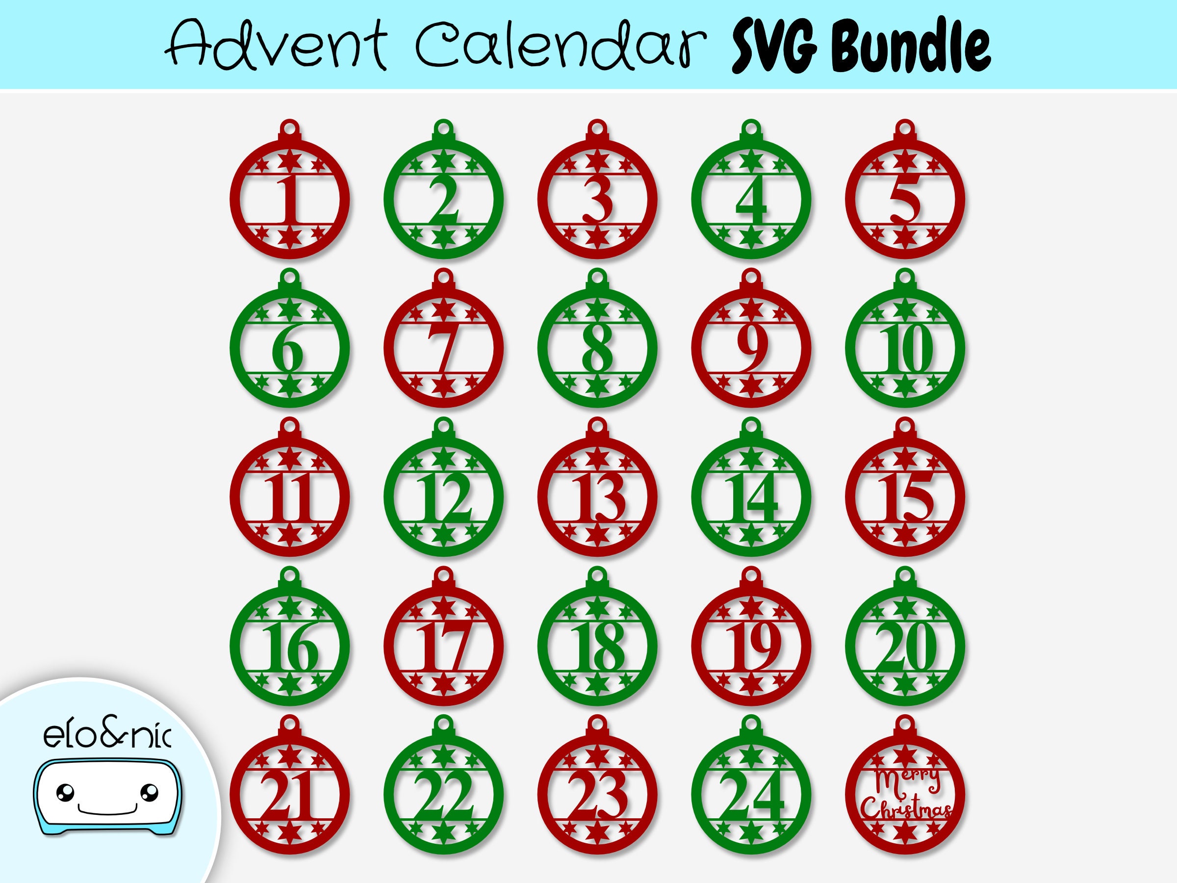 Advent Calendar Numbers Svg File for Advents Calendar Etsy Australia
