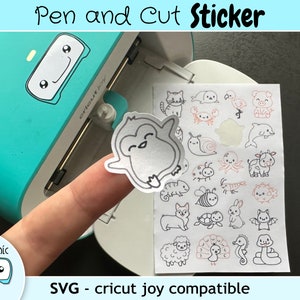 Cricut Joy hoja de pegatinas Cricut pegatina SVG - pegatina de animales / pegatina de gato / pegatina de perro / pegatina de conejito / pegatina de vaca / pegatina de oveja