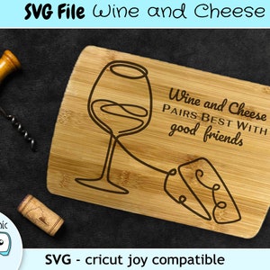 Planche de charcuterie - fichier svg pour cricut joy - planche de vins et fromages se marie parfaitement avec de bons amis, planche de viande et de fromages, monoline