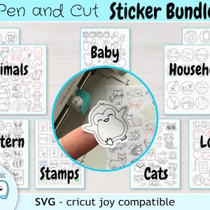 Cricut Joy Sticker Sheet Bundle SVG -Animal Sticker | Baby Sticker | Household Sticker | Easter Sticker | Stamps |Cat Sticker | Love Sticker