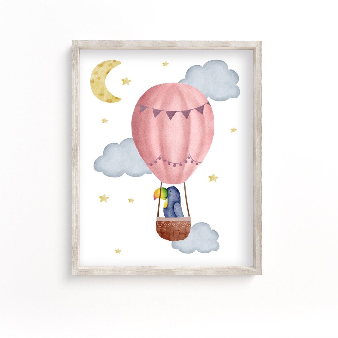 Hot Air Balloon Animal Print, DIGITAL DOWNLOAD, Instant Download, Nursery Wall Art, Kids Room