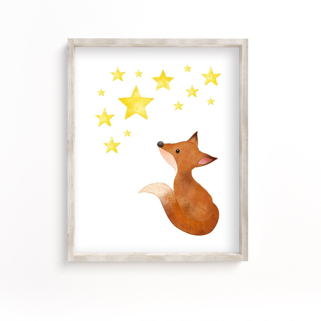 DIGITAL DOWNLOAD, Baby Fox Print, Printable Fox Wall Art, Kids Room ...
