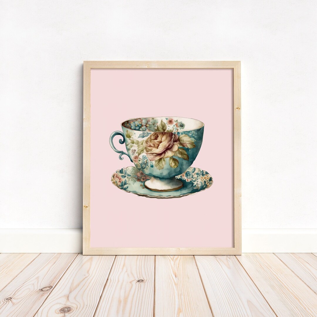 Vintage Tea Cup Print Tea Cup Printable DIGITAL DOWNLOAD Etsy