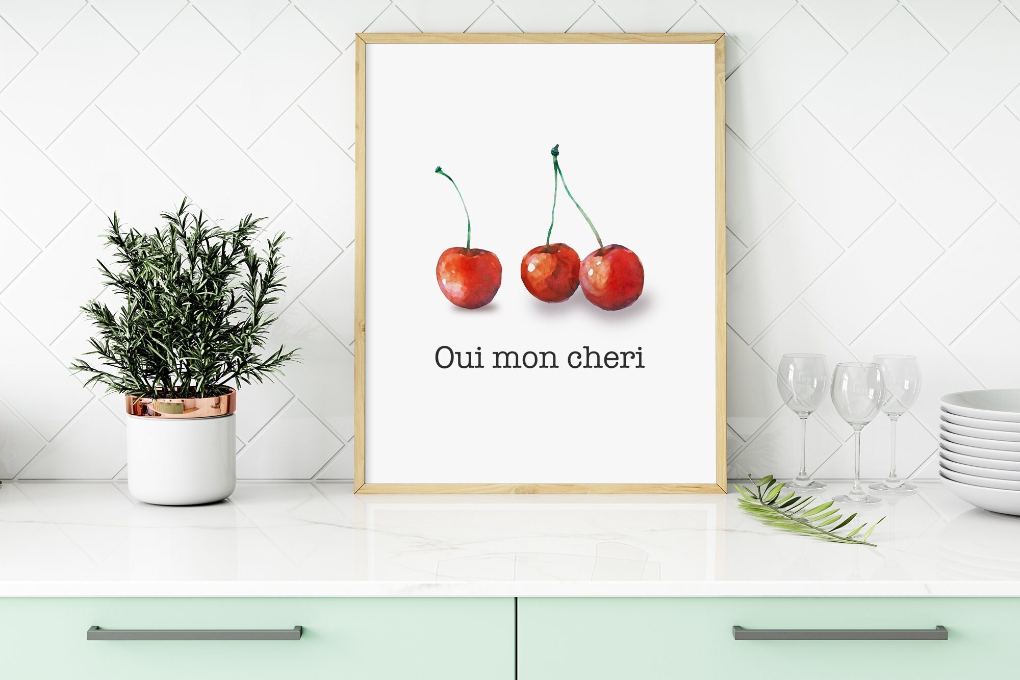 mundstykke mål Taktil sans Oui Mon Cheri Print Mon Cheri Quote Print Cherries Wall Art - Etsy