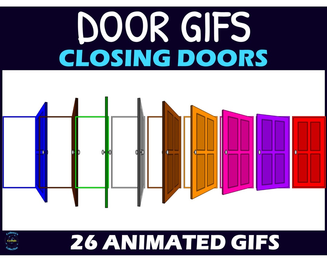 Animated GIF Closing Doors Clipart, Door Clipart, Rainbow Doors