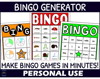Personal Use Bingo Card Generator - Bingo Game Creator - Bingo Board