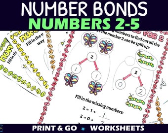 Number Bonds to 5 Activities - No Prep Worksheets - Printable and Digital - 2-5