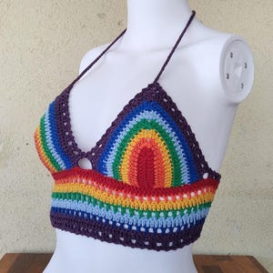 Crochet Rainbow Crop Top: Boho Festival Bralette