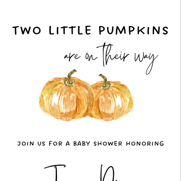Two Little Pumpkins - Twin baby shower template