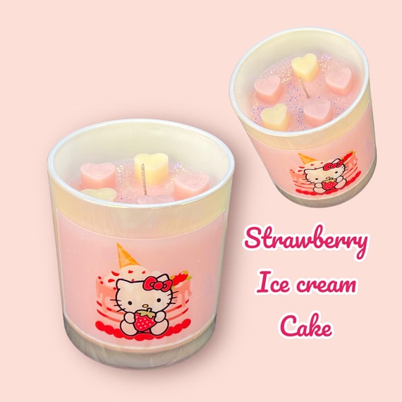Hello Kitty Soy Candle | Strawberry Ice Cream Cake | Soy Candles