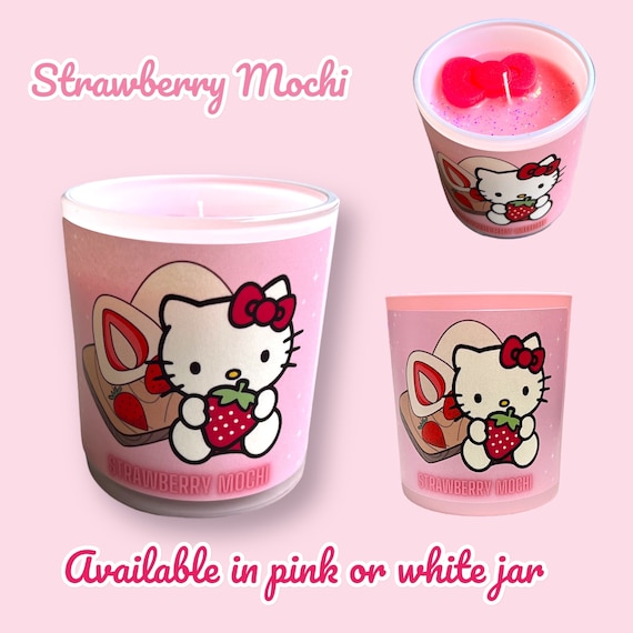 Hello Kitty Inspired Soy Candle: Strawberry Mochi Scent - Etsy
