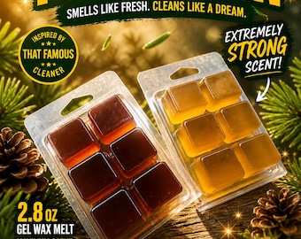 Pine Clean Gel Wax Melts 2.8 oz – Super Strong Long Lasting Scent – Inspired by That Famous Cleaner pine sol – Fresh Clean Home Fragrance –