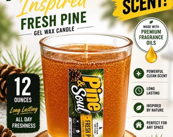 Pine Cleaner Inspired Candle | Fresh Pine Scent | 12 oz Gel Wax Candle | Strong Scented Candle | Clean Home Fragrance | pinesol inspired