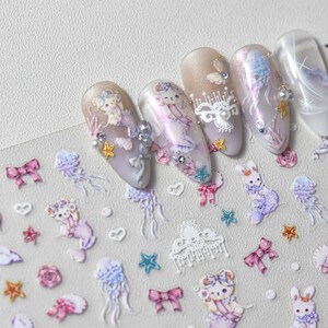 Nail stickers, 3D nail stickers, cartoon nail stickers, mermaid nail stickers, kawaii nail stickers, nail decals, nail decoration