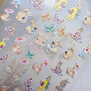 Bunny nail stickers, 5D nail stickers, embossed nail stickers, easter nail stickers, easter , flower nail stickers , flower nail decals