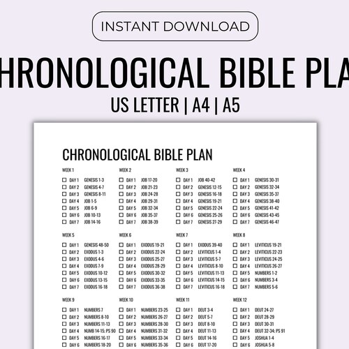 Chronological Bible-in-a Year Reading Plan One Year Bible - Etsy