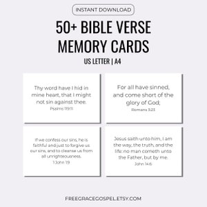 Tarjetas de memoria de versículos bíblicos / Tarjetas de Escrituras minimalistas / Memorización de versículos bíblicos KJV / Tarjetas cristianas / Memorizar Escrituras imprimibles