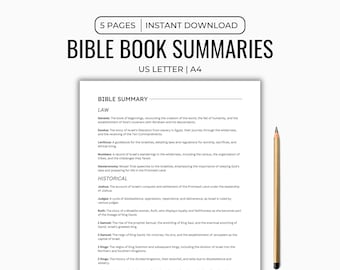 Bible Book Summary, Bible Summaries, Bible summary, Bible Book Overview, Bible Cheet Sheets, Bible Study Guide, Bible Study Notes A4, Letter