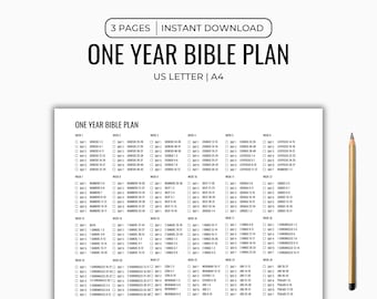 One Year Bible Plan 2026 Bible Reading Plan Printable start to finish 1 Year Bible plan Read The Bible In a Year Bible Tracker A4, Letter