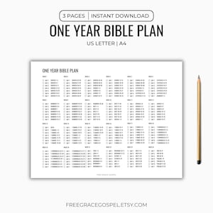 One Year Bible Plan | Bible Reading Plan Printable start to finish | 1 Year Bible plan | Read The Bible In a Year | Bible Tracker A4, Letter