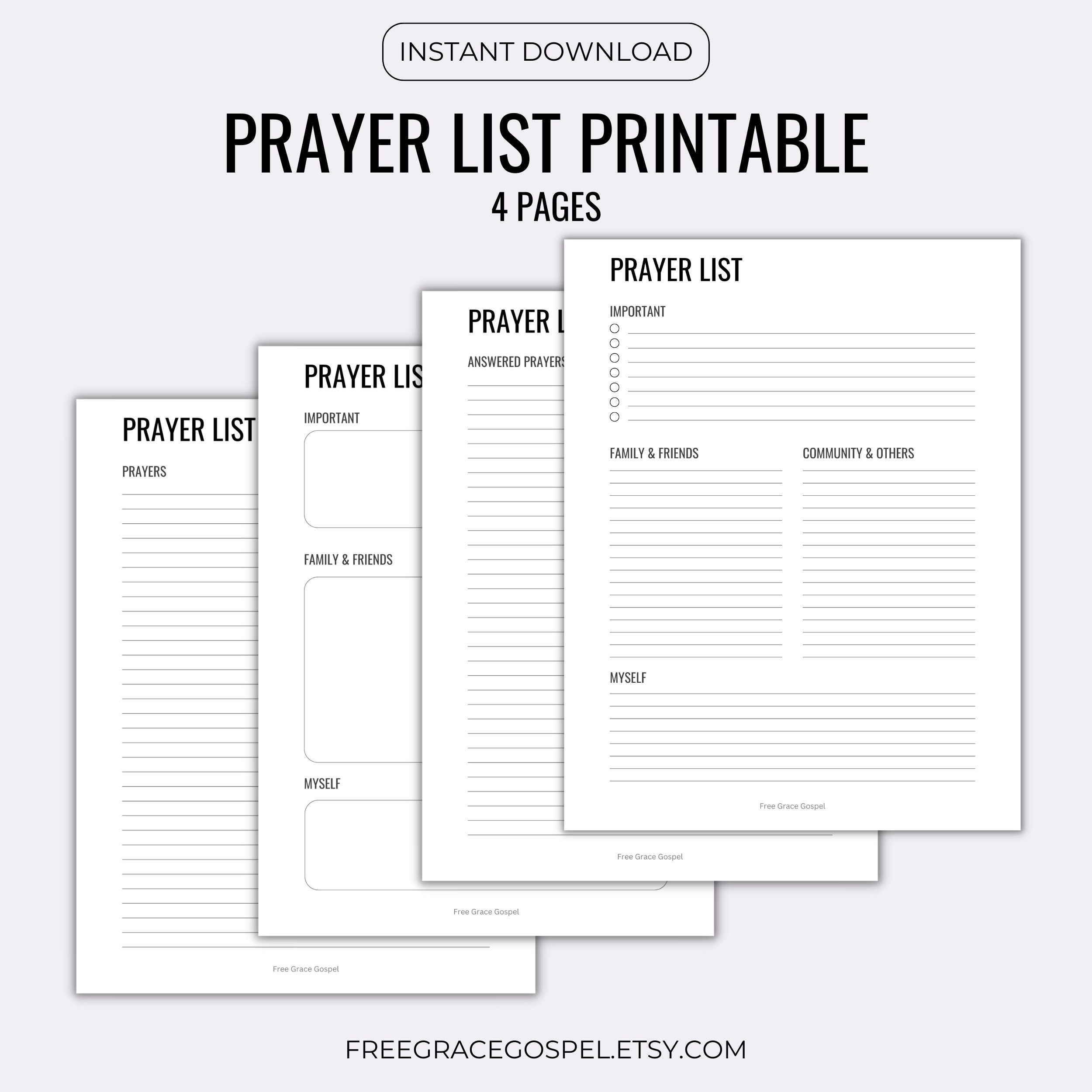 Prayer List Printable Praying Checklist Study Printable - Etsy